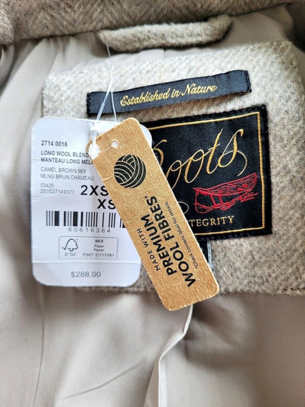 NEW WITH TAGS Roots Wool Blend Long Coat - Picture 4 of 5